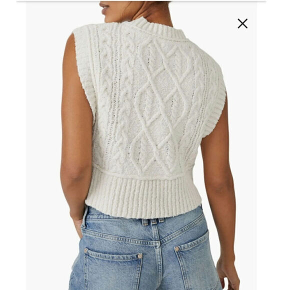 FREE PEOPLE Rowan Sweater Vest in Ivory, sz XL - Picture 3 of 16